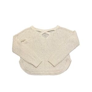 Hollister Cream Criss Cross Sweater XS Lightweight Knit Open‎ Weave Cropped